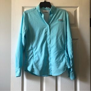 Aqua Blue Columbia PFG Tamiami Long Sleeve Shirt
